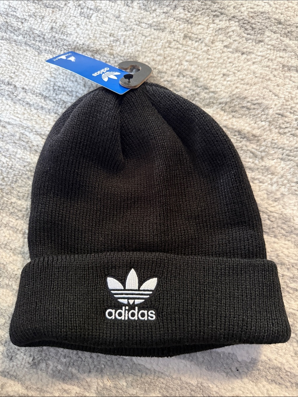 adidas Black Beanie with White Trefoil Logo